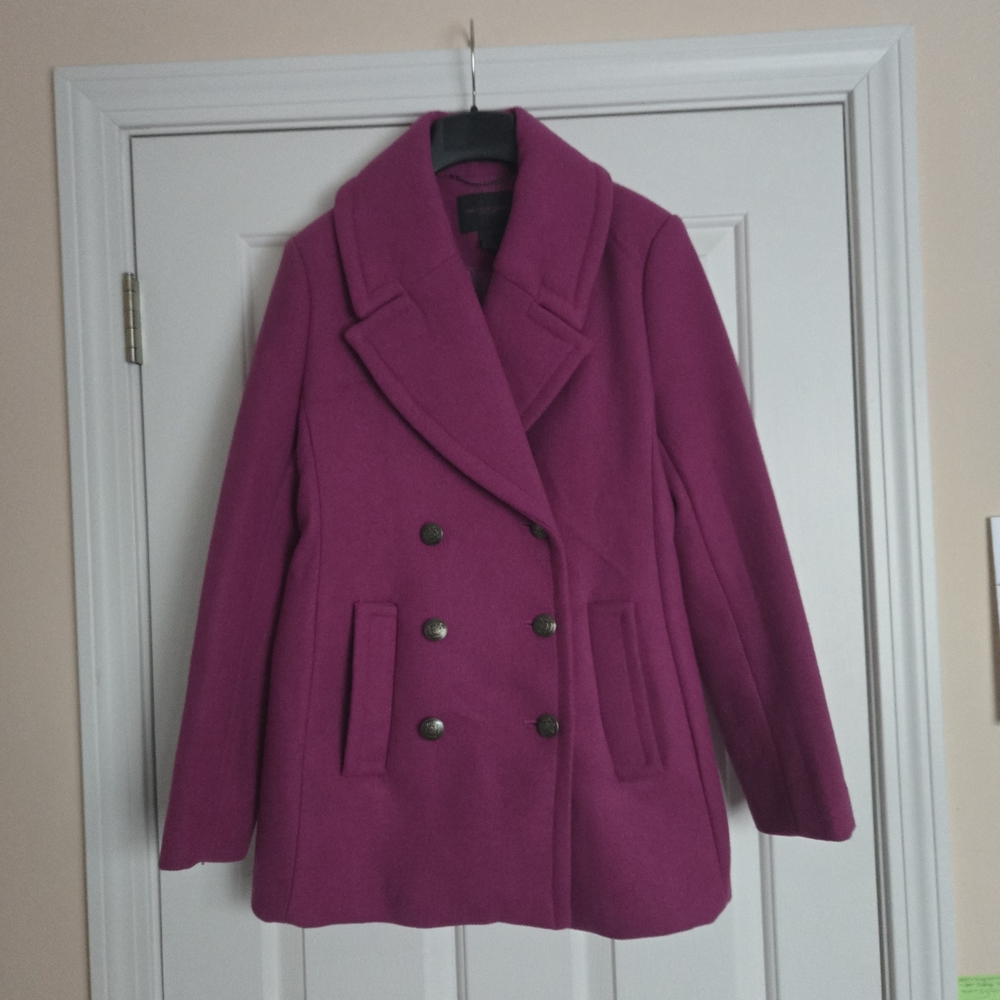 Christian Siriano Magenta Double-Breasted Pea Coat Sz S NW/o T